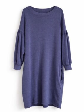 💙 Time and Tru Blue Balloon Sleeve Dress – XL